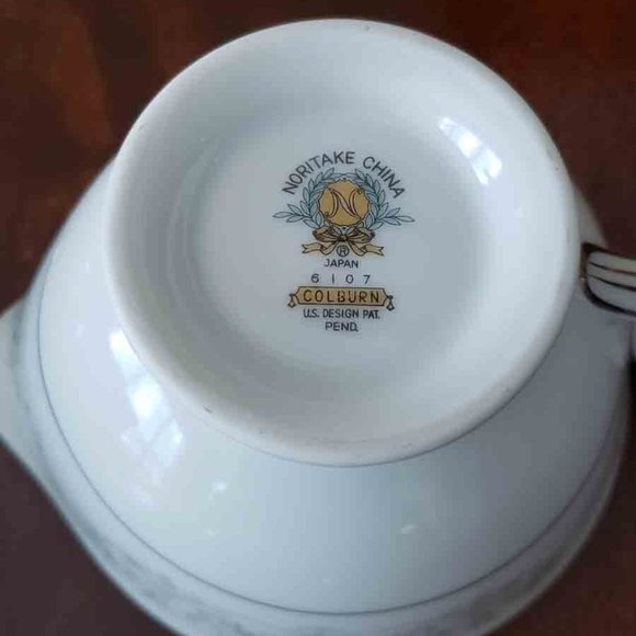 Noritake Japan Porcelain Creamer White Silver Blue Floral Colburn 6107 - Picture 4 of 4